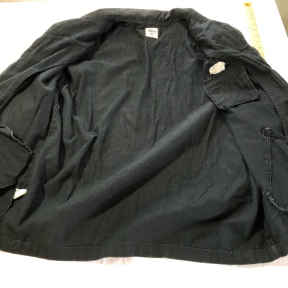 Stussy mens L black zip up lightweight cotton jacket workwear streetwear surfer - Picture 5 of 13